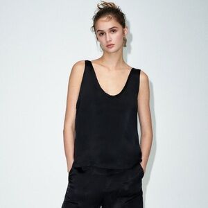 Zara Scoop Satin Top Sz S